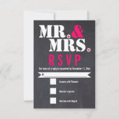 Mr. en Mrs. Moderne typografie zwart roze RSVP (Voorkant)