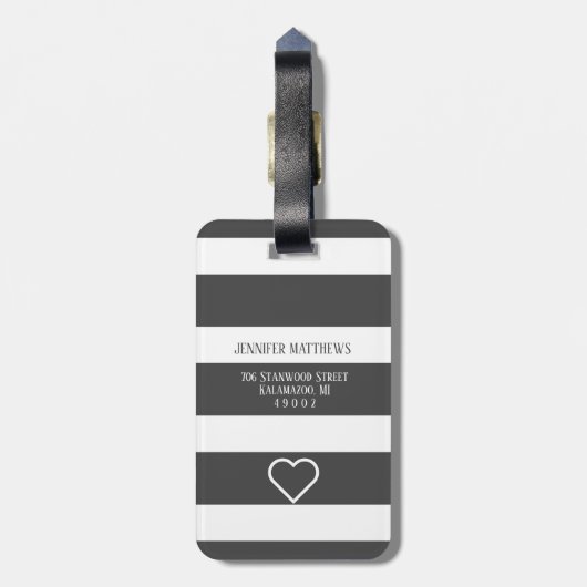 Mr. en Mrs Monogram Black and White Wedding Bagagelabel (Achterkant verticaal)