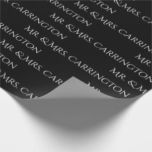 Mr en Mrs. Name Script Black White Chic Wedding Cadeaupapier