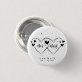 Mr en Mrs Newly Weds Wedding Ronde Button 3,2 Cm (Voorkant /achterkant)