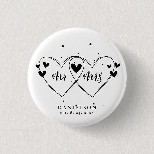 Mr en Mrs Newly Weds Wedding Ronde Button 3,2 Cm (Voorkant)