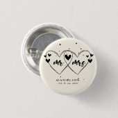 Mr en Mrs Nieuw Ivoor Kleur Bruiloft Button (Voorkant /achterkant)