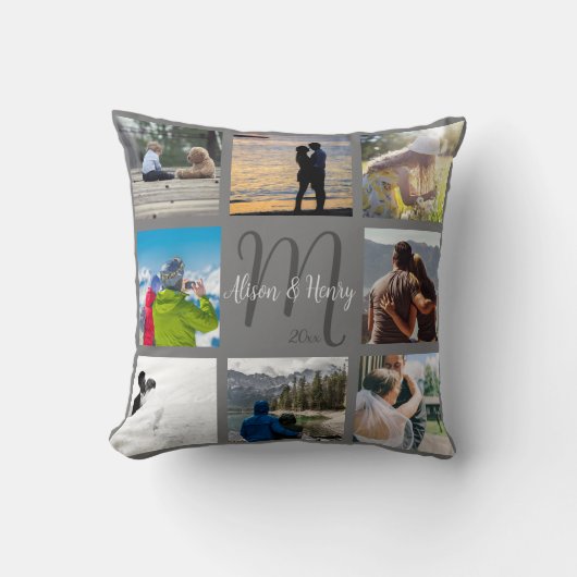 Mr en Mrs Pas getrouwd Custom 8 Photo Grid Throw P Kussen (Voorkant)