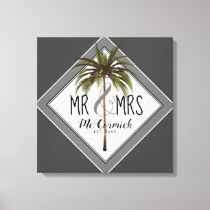 Mr en Mrs Passen getrouwd Beach Wedding Personaliz Canvas Afdruk