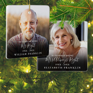 Mr en Mrs Right Fun 2 foto Jubileum Keramisch Ornament