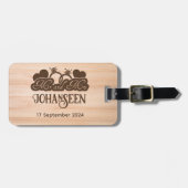 Mr en Mrs Rustic Wood Wedding Pas getrouwd Reizen Bagagelabel (Voorkant horizontaal)