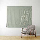 Mr en Mrs Sage Green Bruiloft Achtergrond Wandkleed (In Situ (horizontaal))