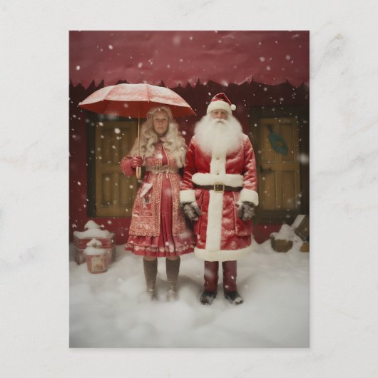 Mr en Mrs Santa Claus Briefkaart (Voorkant)