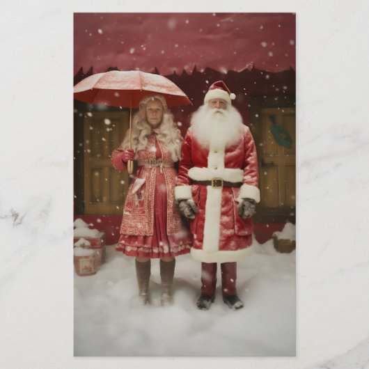 Mr en Mrs Santa Claus Briefpapier (Voorkant)