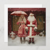 Mr en Mrs Santa Claus Feestdagenkaart (Voorkant / Achterkant)