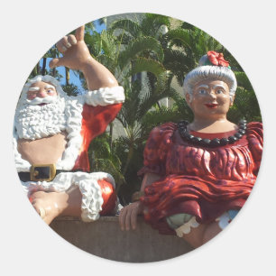 Mr en Mrs Santa Claus Ronde Sticker