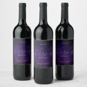 Mr en Mrs Script Dark Paars Magical Gold Wijn Etiket (Flessen)