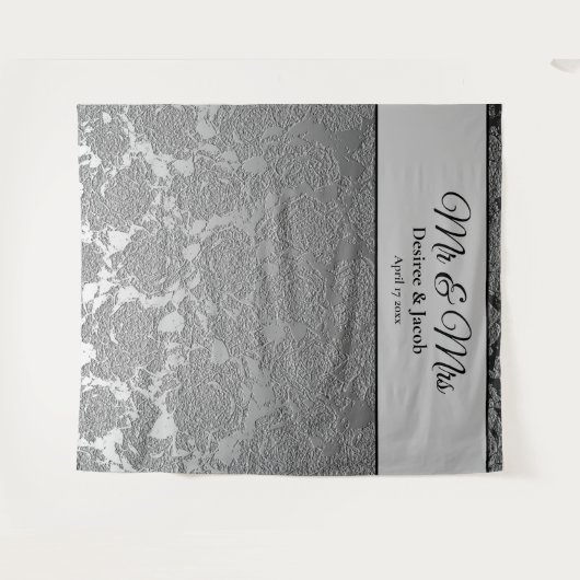 Mr en Mrs Silver Grey Foto Booth Backdrop Wandkleed (Voorkant (horizontaal))