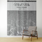Mr en Mrs Silver Grey Foto Booth Backdrop Wandkleed (In situ)