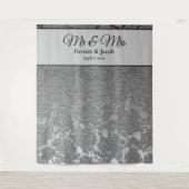 Mr en Mrs Silver Grey Foto Booth Backdrop Wandkleed (Voorkant)