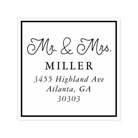 Mr en Mrs Simpel Script Retouradres Zelfinktende Stempel (Design)