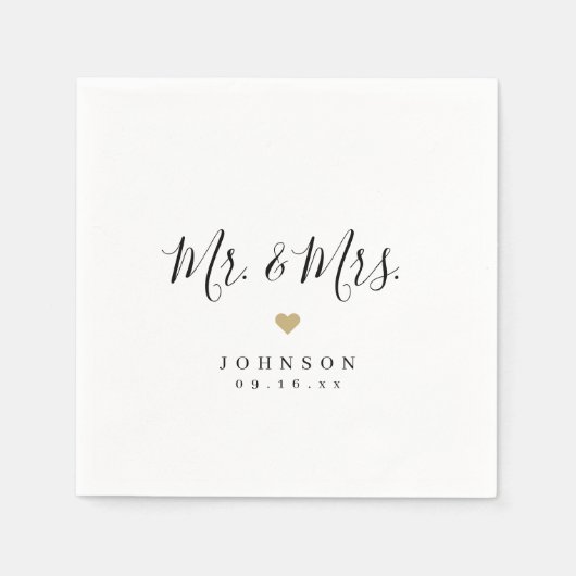 Mr. en Mrs. Simple elegant script bruiloft Servet (Voorkant)