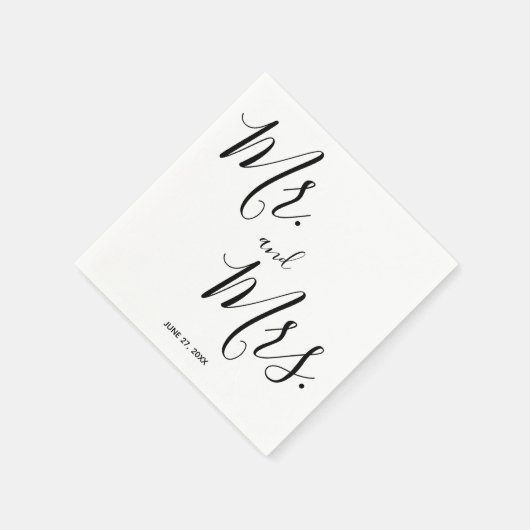 Mr en Mrs Simple Script Wedding Napkins Servet (Hoek)