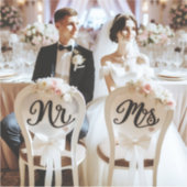Mr en Mrs stoel stickers om de bruid te versieren  (Voorkant)