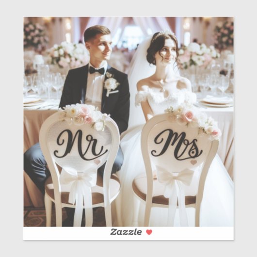 Mr en Mrs stoel stickers om de bruid te versieren  (Vel)