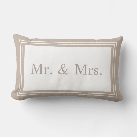 Mr en Mrs Taupe Wedding Keepomwille Kussen (Voorkant)