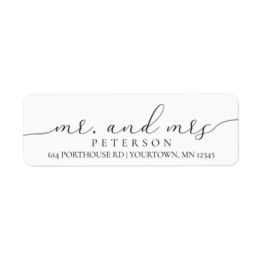 MR EN MRS Terugkeeradresetiketten Elegant Script Etiket (Voorkant)