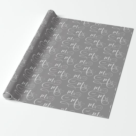Mr. en Mrs. text trouwscript Cadeaupapier (Uitgerold)