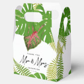 Mr. en Mrs Tropical Leaves Script Wedding Bedankdoosjes (Geopend)