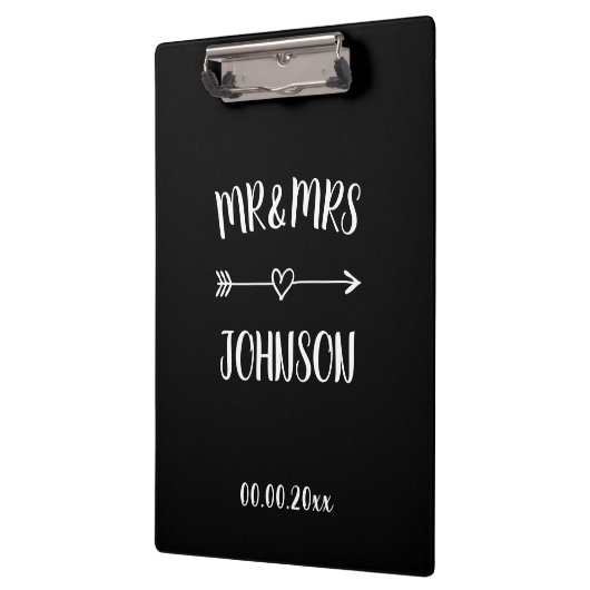 Mr. en Mrs. trouwklembord met hartpijl Klembord (Links)