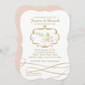 Mr en Mrs Typography Flourish Scroll Waterverf Kaart (Voorkant / Achterkant)