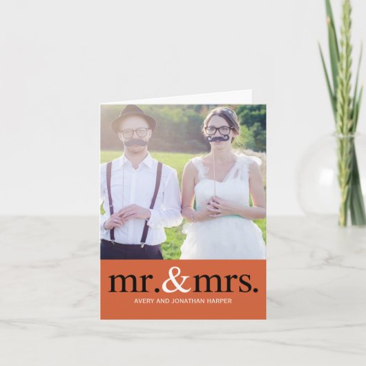 MR EN MRS. Weddenschap Bedankt voor je fotokaart (Voorkant)