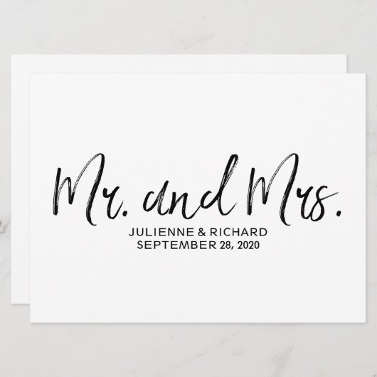 "Mr en Mrs." Weddenschap | Stijlvol papier (Voorkant / Achterkant)