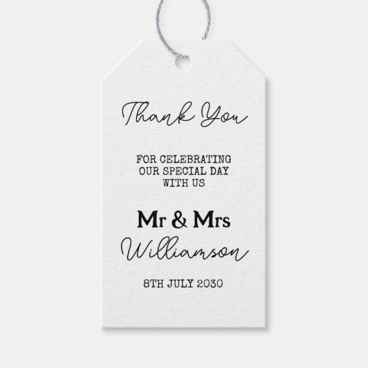 Mr en Mrs Wedding bedanken u zwart-wit Cadeaulabel (Voorkant)