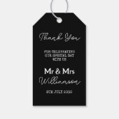 Mr en Mrs Wedding bedanken u zwart-wit Cadeaulabel (Achterkant)