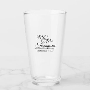 Mr. en Mrs Wedding Celebration Date Keepslag Glas