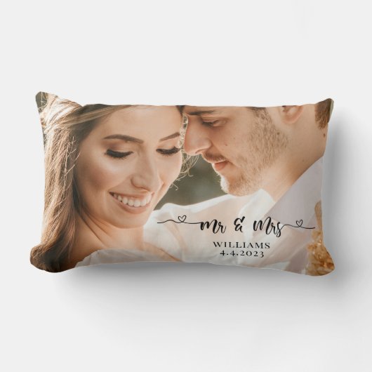 Mr en Mrs Wedding Couple Pillow Kussen (Voorkant)