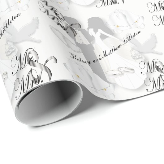Mr en Mrs Wedding Design Cadeaupapier (Rol Hoek)