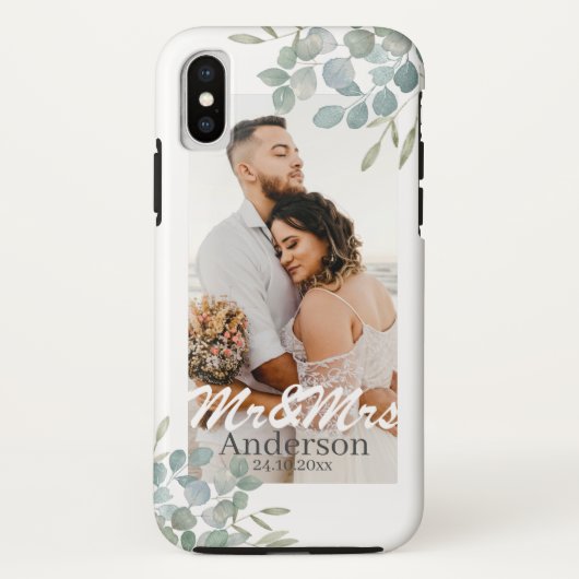 Mr en Mrs Wedding Foto Name Case-Mate iPhone Case (Achterkant)