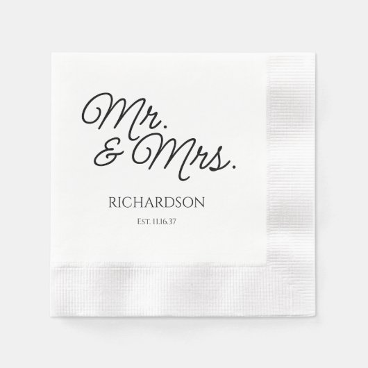 Mr en Mrs Wedding Napkins Custom Gedrukt Servet (Voorkant)