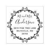  Mr en Mrs Wedding Round Retouradres Zelfinktende Stempel (Design)