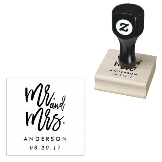 Mr en Mrs Wedding Rubberstempel (Gestempeld)