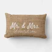 Mr. en Mrs Wedding Rustic burlap monogrammed Kussen (Voorkant)