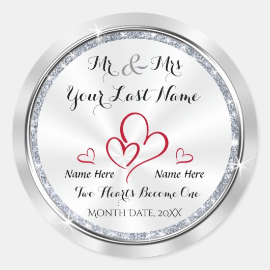 Mr en Mrs Wedding Stickers Gepersonaliseerd (Voorkant)