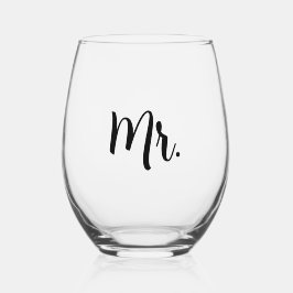Mr en Mrs Wedding Wijnglas Zonder Voet