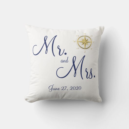 Mr en Mrs White Nautical Wedding Kussens (Voorkant)