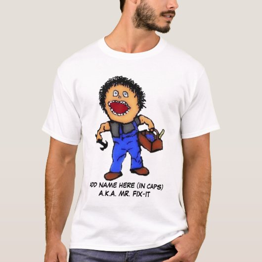 Mr Fix IT Builder Cartoon T-shirt (Voorkant)