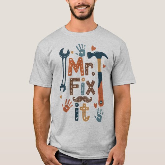 Mr Fix IT Vaderdag Kaart T-shirt (Voorkant)