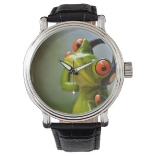 Mr Frog met hoofdtelefoon Horloge