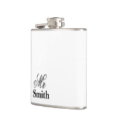 Mr Gepersonaliseerde Naam Wit Zwart Heupfles (Links)