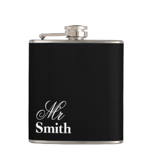 Mr Gepersonaliseerde Naam Zwart Heupfles